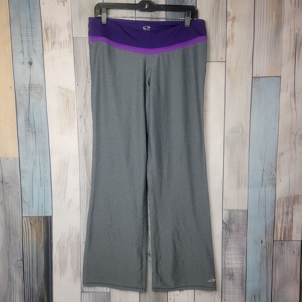Champion Gray Purple Athletic Yoga Pants Size Large